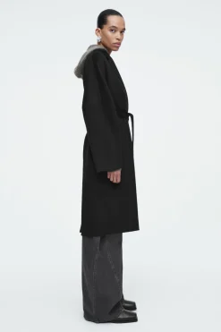 Discount COS OVERSIZED DOUBLE-BREASTED WOOL COAT BLACK