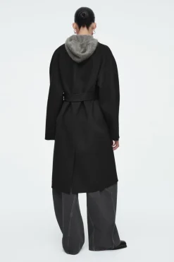 Discount COS OVERSIZED DOUBLE-BREASTED WOOL COAT BLACK