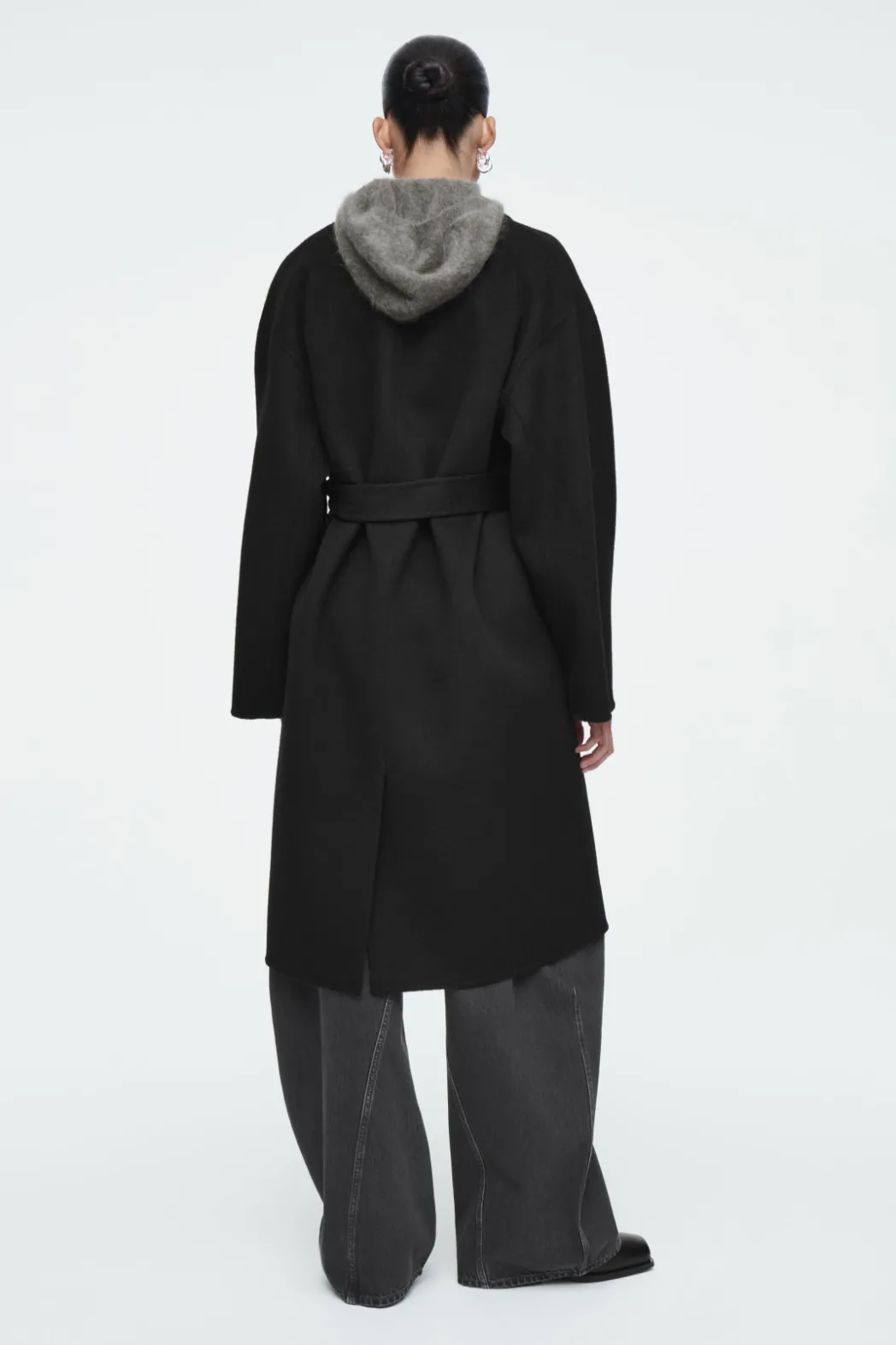 Discount COS OVERSIZED DOUBLE-BREASTED WOOL COAT BLACK