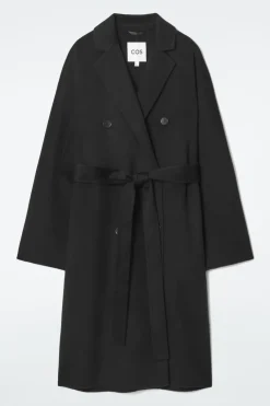 Discount COS OVERSIZED DOUBLE-BREASTED WOOL COAT BLACK