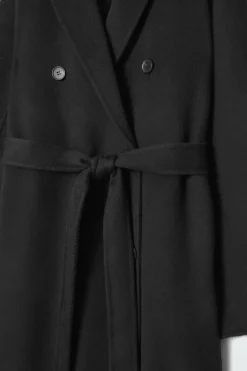 Discount COS OVERSIZED DOUBLE-BREASTED WOOL COAT BLACK