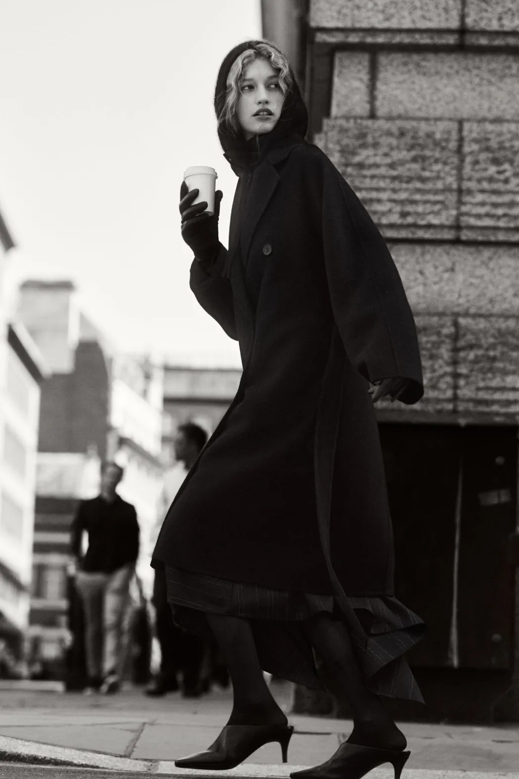 Discount COS OVERSIZED DOUBLE-BREASTED WOOL COAT BLACK