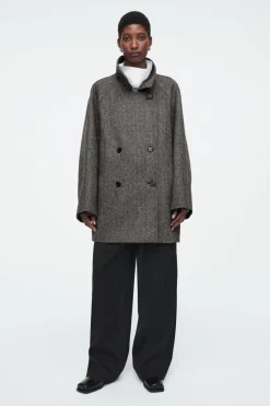 Outlet COS OVERSIZED DOUBLE-BREASTED WOOL PEA COAT GRAY