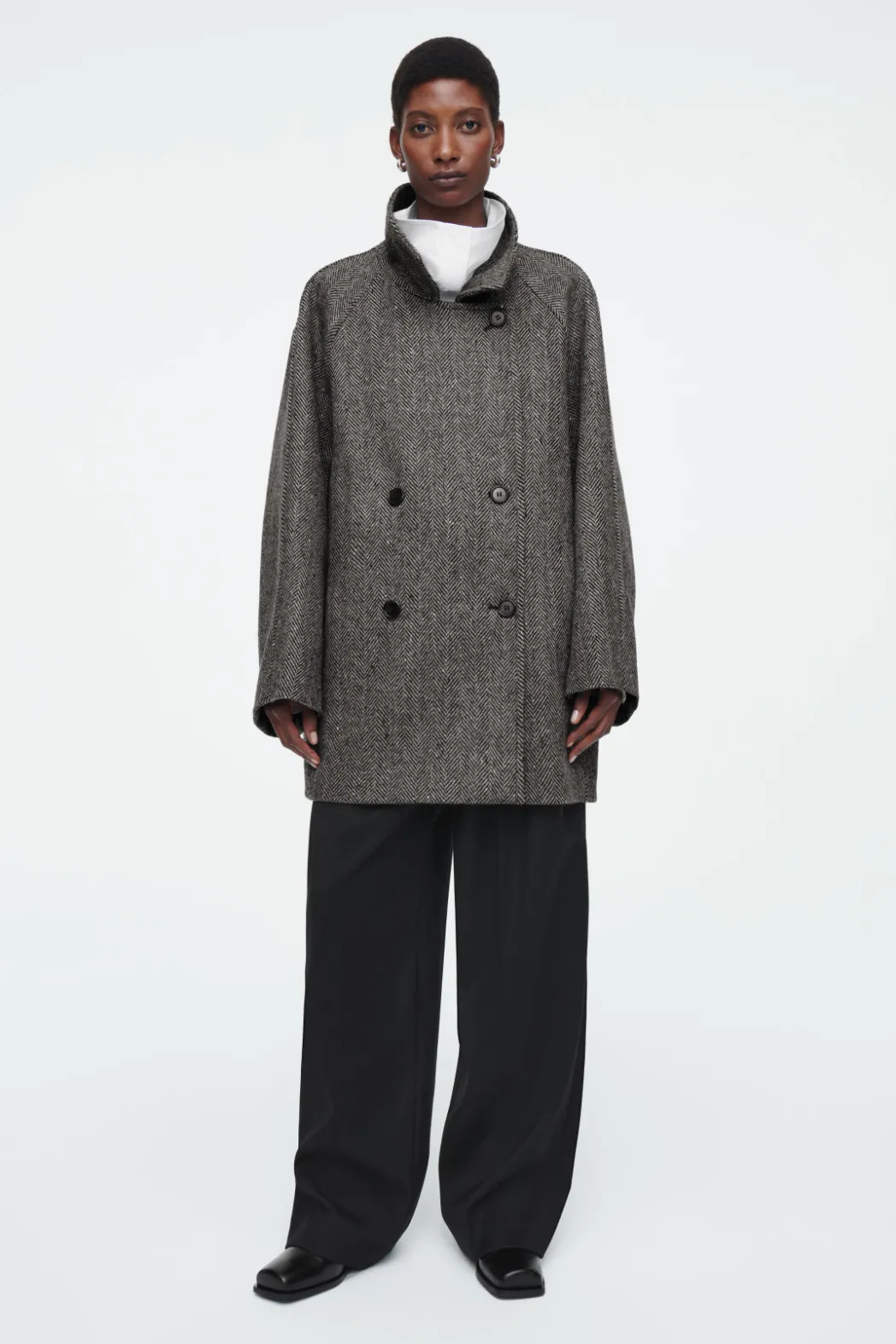 Outlet COS OVERSIZED DOUBLE-BREASTED WOOL PEA COAT GRAY