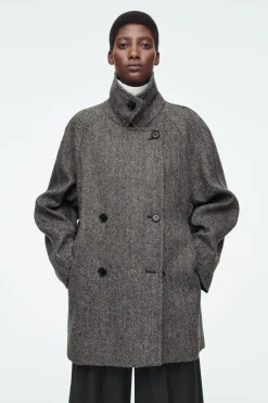 Outlet COS OVERSIZED DOUBLE-BREASTED WOOL PEA COAT GRAY