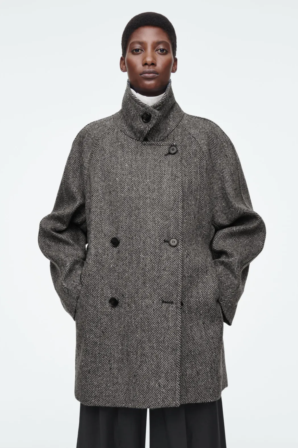 Outlet COS OVERSIZED DOUBLE-BREASTED WOOL PEA COAT GRAY
