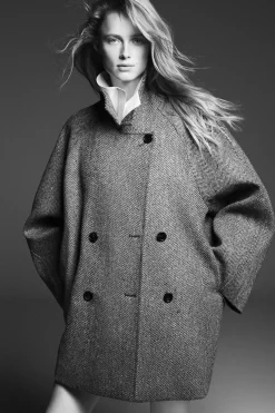 Outlet COS OVERSIZED DOUBLE-BREASTED WOOL PEA COAT GRAY
