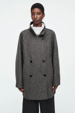 Outlet COS OVERSIZED DOUBLE-BREASTED WOOL PEA COAT GRAY