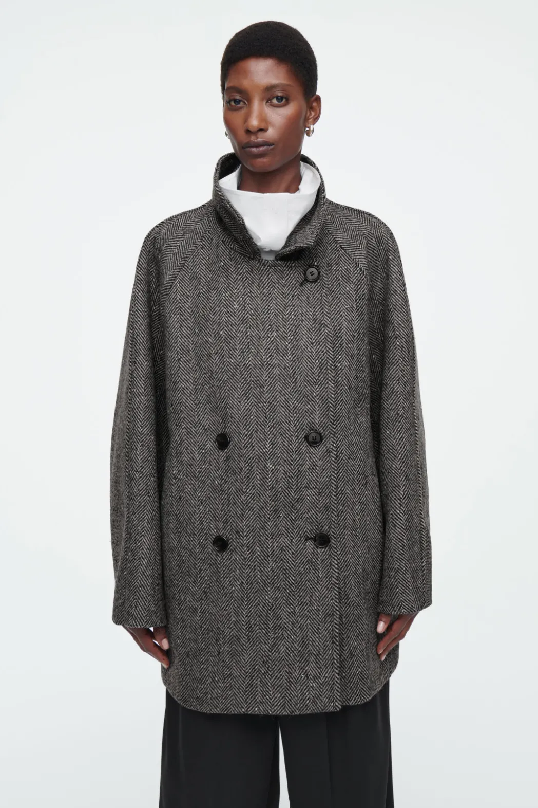 Outlet COS OVERSIZED DOUBLE-BREASTED WOOL PEA COAT GRAY