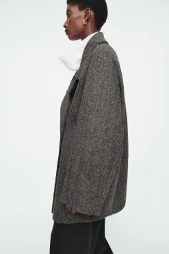 Outlet COS OVERSIZED DOUBLE-BREASTED WOOL PEA COAT GRAY
