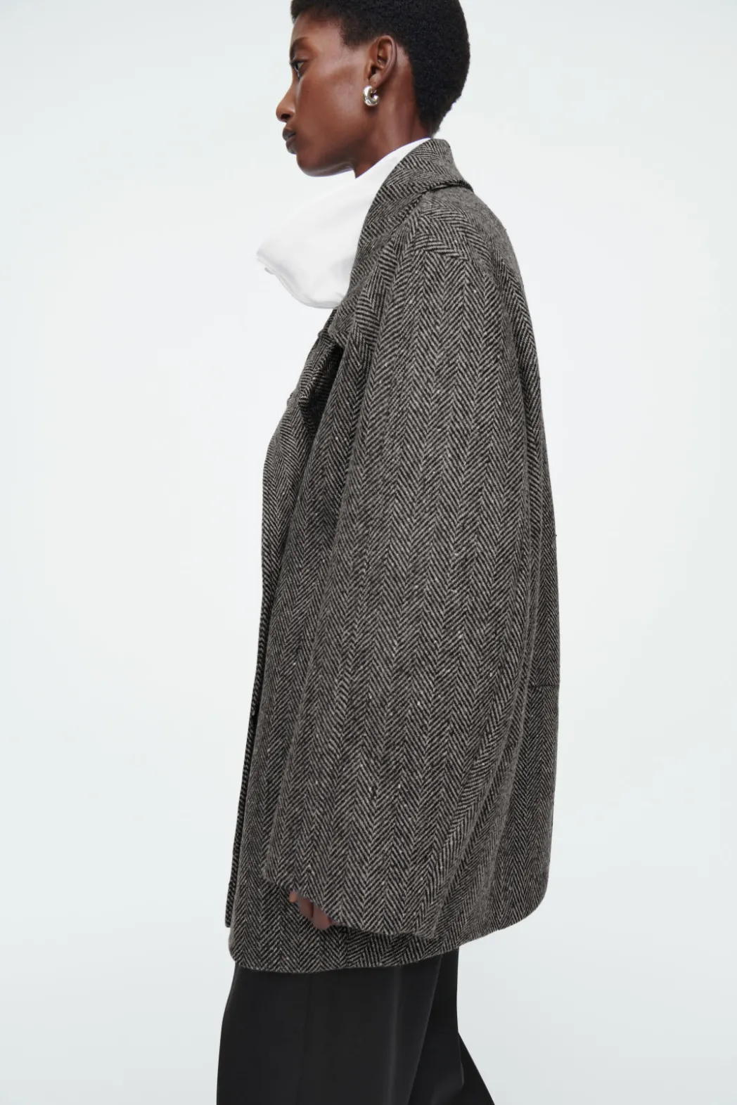 Outlet COS OVERSIZED DOUBLE-BREASTED WOOL PEA COAT GRAY
