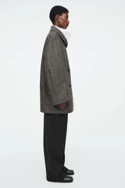Outlet COS OVERSIZED DOUBLE-BREASTED WOOL PEA COAT GRAY