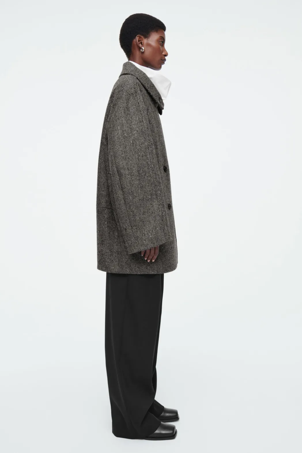 Outlet COS OVERSIZED DOUBLE-BREASTED WOOL PEA COAT GRAY