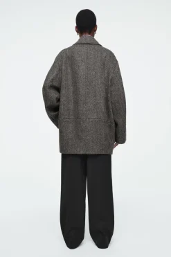 Outlet COS OVERSIZED DOUBLE-BREASTED WOOL PEA COAT GRAY