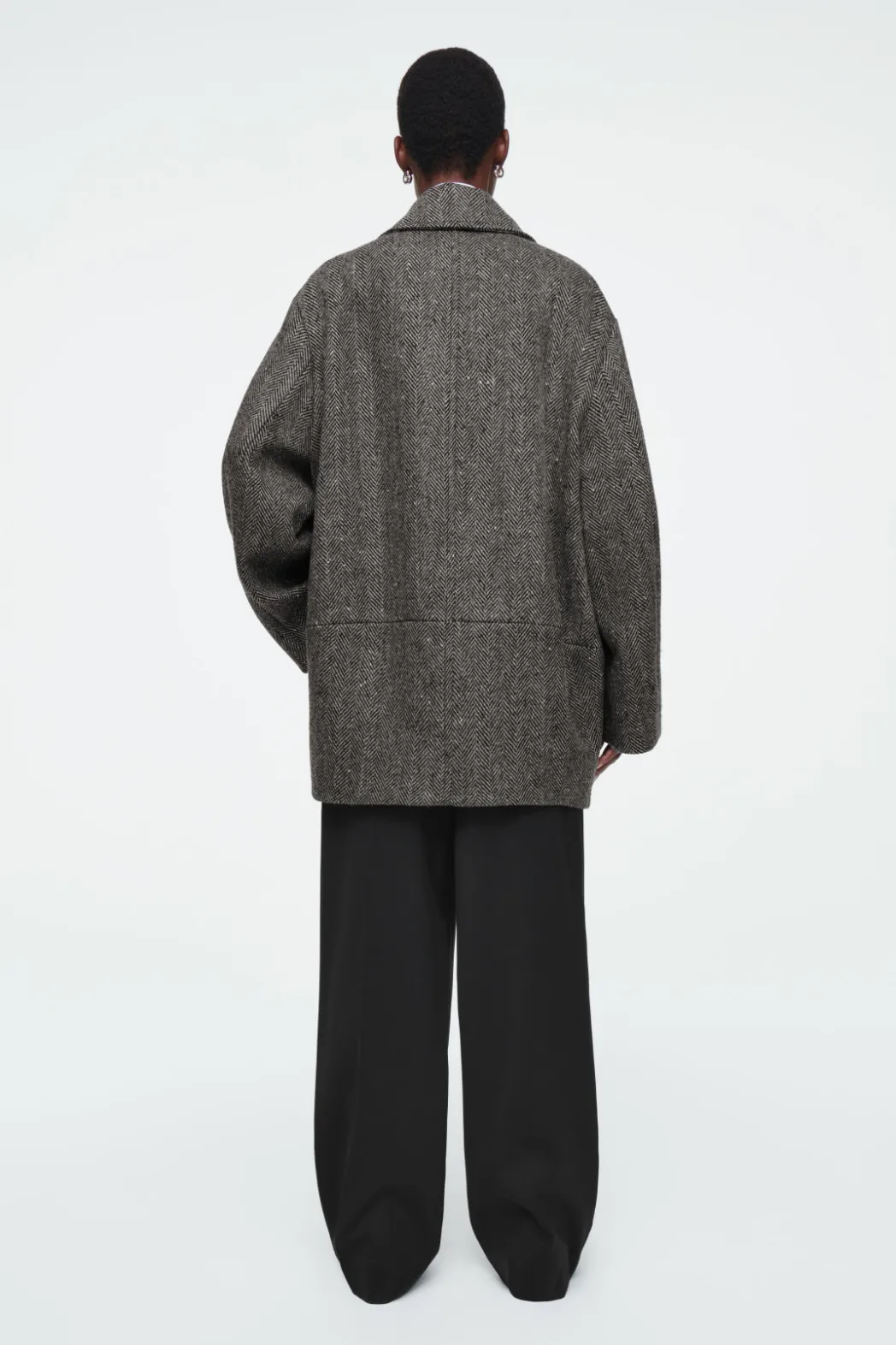 Outlet COS OVERSIZED DOUBLE-BREASTED WOOL PEA COAT GRAY