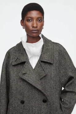 Outlet COS OVERSIZED DOUBLE-BREASTED WOOL PEA COAT GRAY