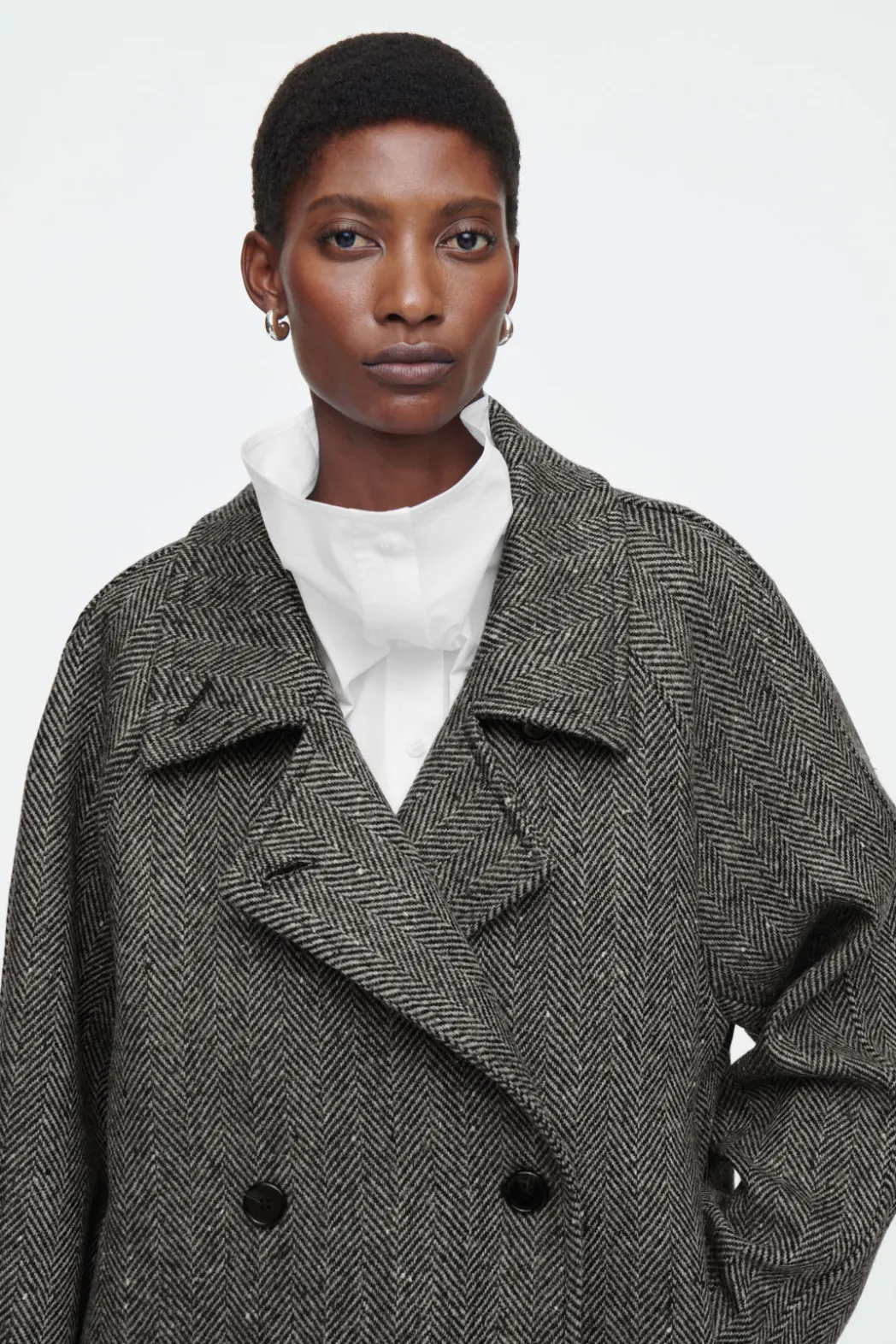 Outlet COS OVERSIZED DOUBLE-BREASTED WOOL PEA COAT GRAY