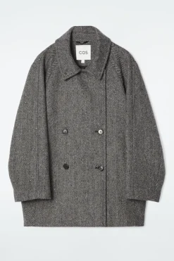 Outlet COS OVERSIZED DOUBLE-BREASTED WOOL PEA COAT GRAY