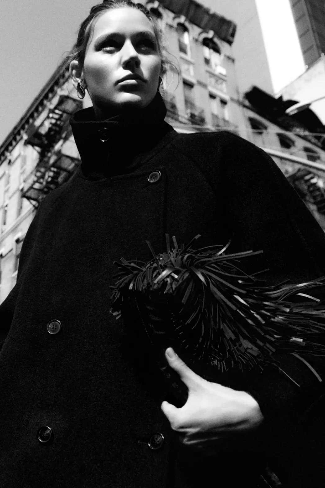 New COS OVERSIZED DOUBLE-BREASTED WOOL COAT BLACK