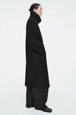 New COS OVERSIZED DOUBLE-BREASTED WOOL COAT BLACK