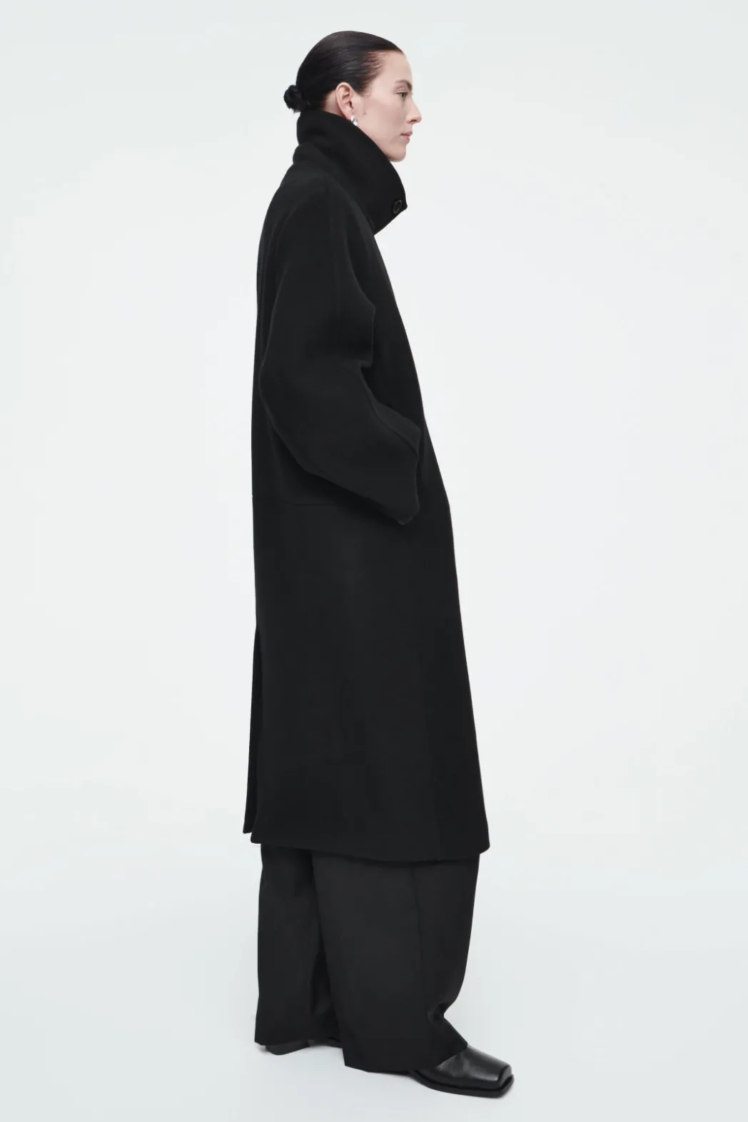 New COS OVERSIZED DOUBLE-BREASTED WOOL COAT BLACK