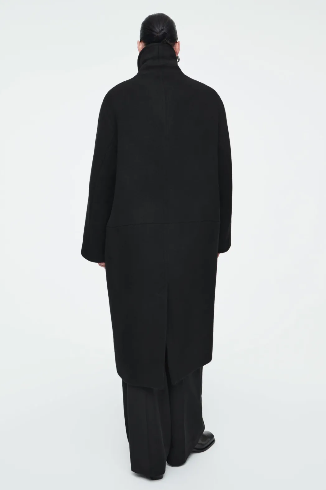 New COS OVERSIZED DOUBLE-BREASTED WOOL COAT BLACK