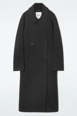 New COS OVERSIZED DOUBLE-BREASTED WOOL COAT BLACK