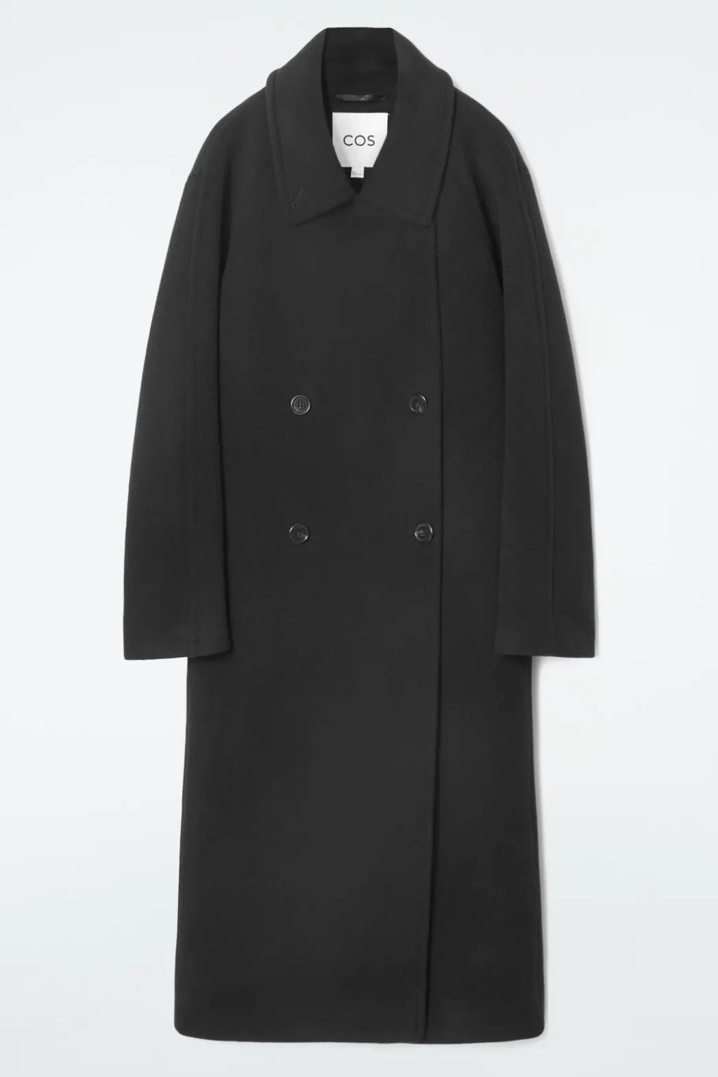 New COS OVERSIZED DOUBLE-BREASTED WOOL COAT BLACK
