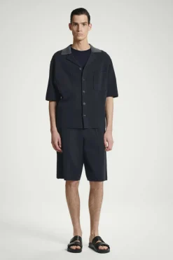 Best COS OVERSIZED DOUBLE-FACED KNITTED SHIRT NAVY / GRAY