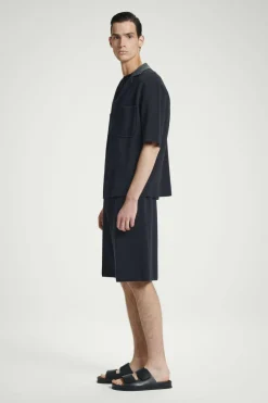 Best COS OVERSIZED DOUBLE-FACED KNITTED SHIRT NAVY / GRAY