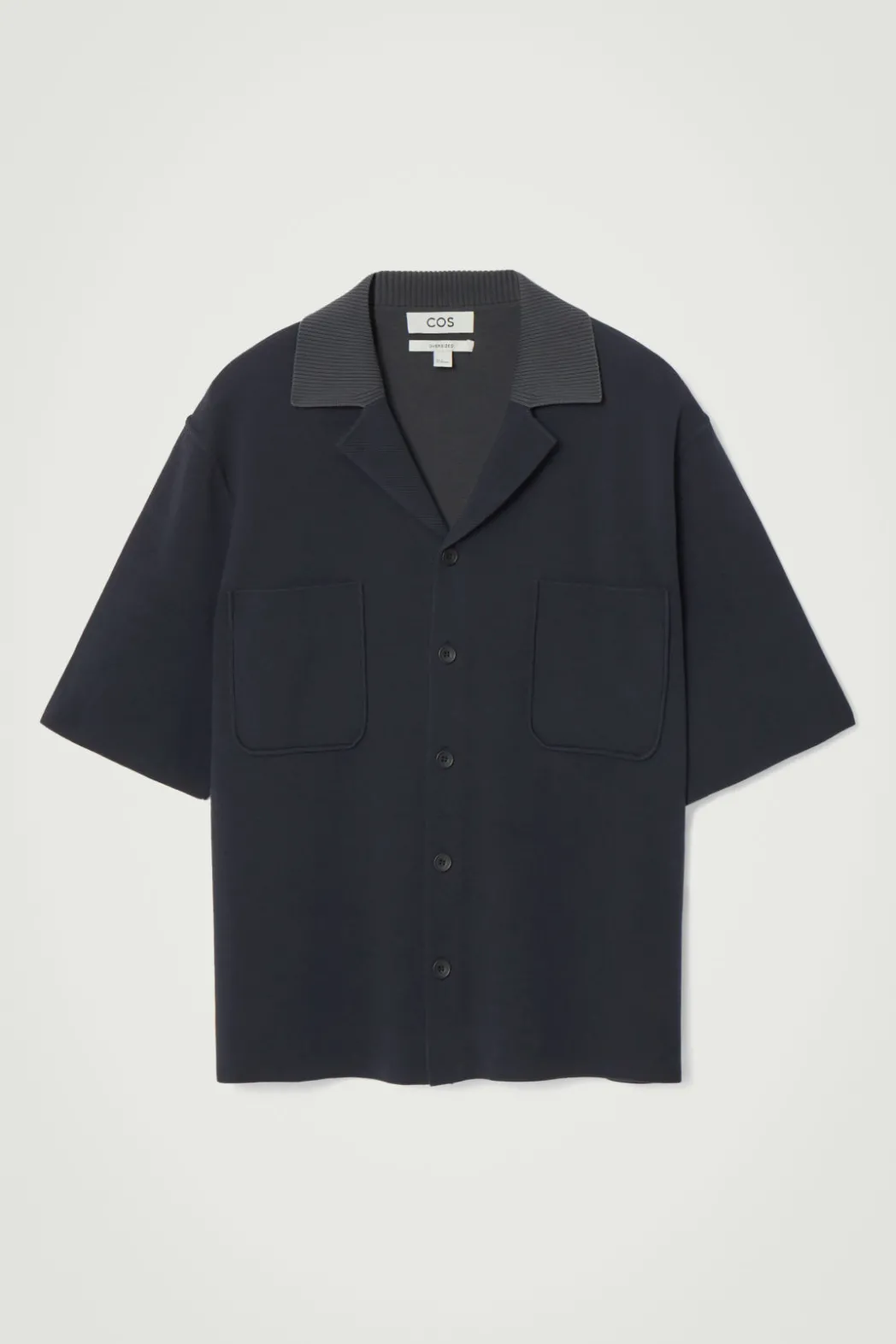 Best COS OVERSIZED DOUBLE-FACED KNITTED SHIRT NAVY / GRAY