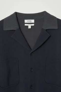 Best COS OVERSIZED DOUBLE-FACED KNITTED SHIRT NAVY / GRAY
