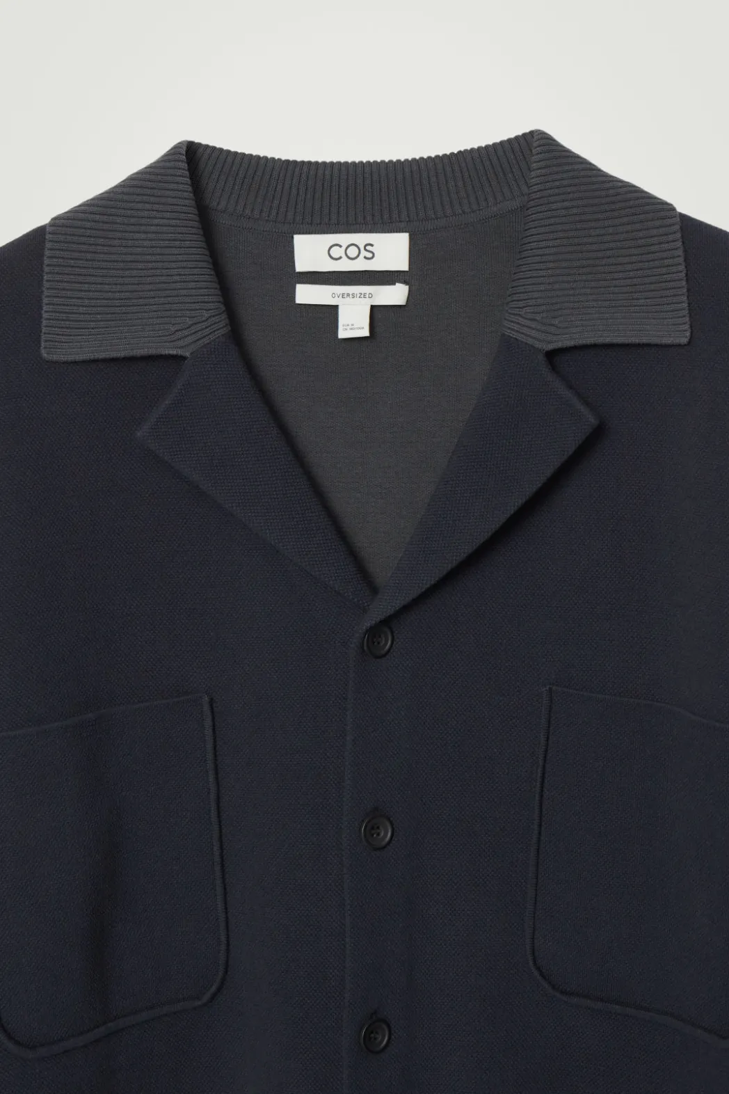 Best COS OVERSIZED DOUBLE-FACED KNITTED SHIRT NAVY / GRAY