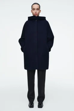 New COS OVERSIZED DOUBLE-FACED WOOL COAT NAVY