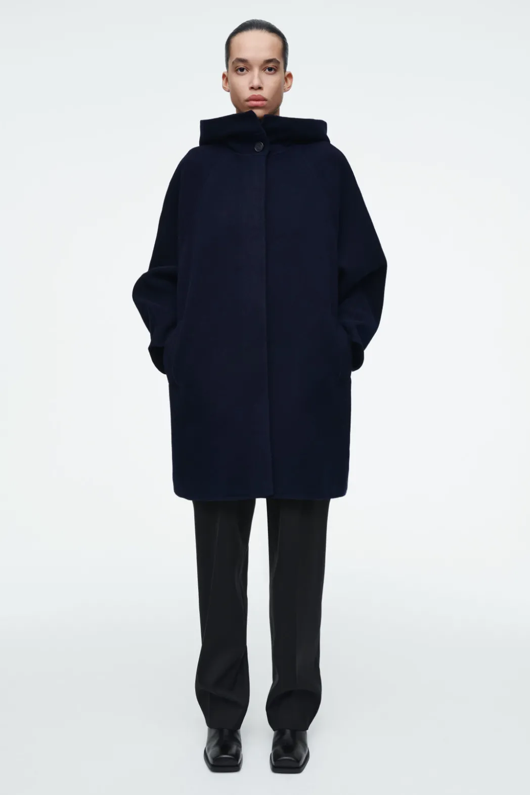 New COS OVERSIZED DOUBLE-FACED WOOL COAT NAVY