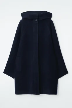 New COS OVERSIZED DOUBLE-FACED WOOL COAT NAVY