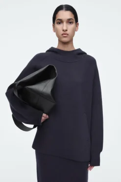Hot COS OVERSIZED DOUBLE-FACED WOOL HOODIE NAVY