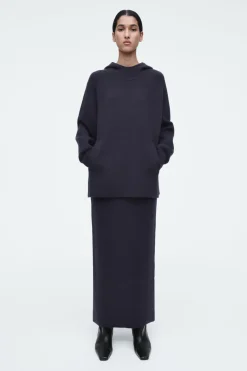Hot COS OVERSIZED DOUBLE-FACED WOOL HOODIE NAVY