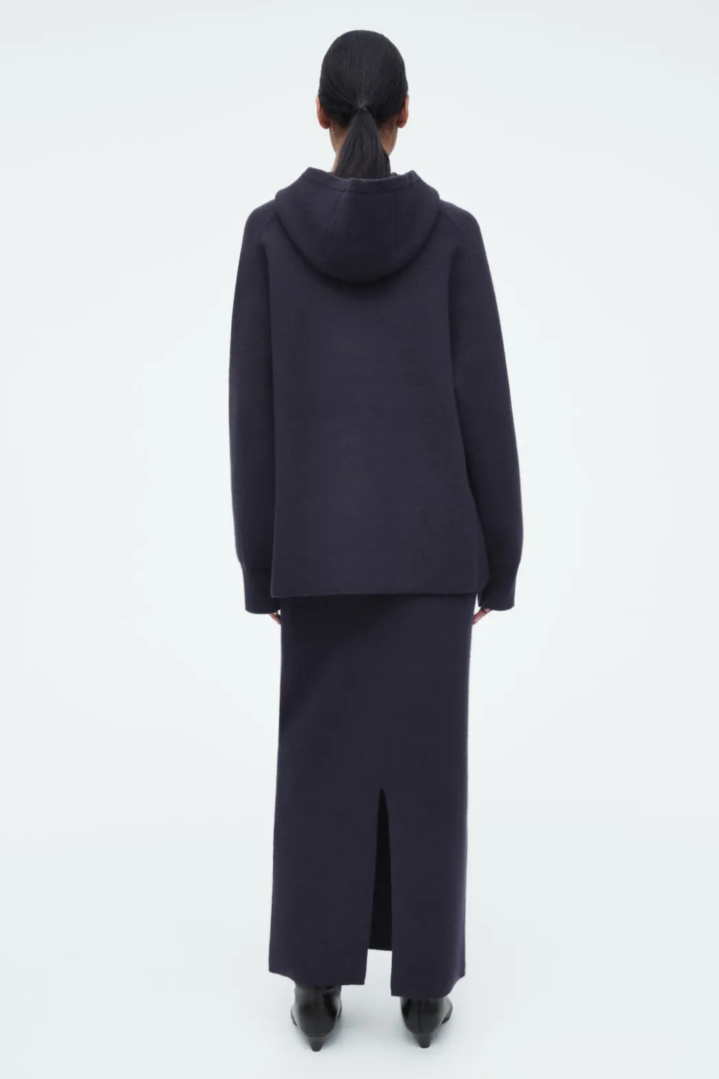 Hot COS OVERSIZED DOUBLE-FACED WOOL HOODIE NAVY