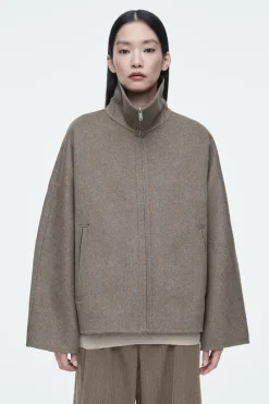 Discount COS OVERSIZED DOUBLE-FACED WOOL JACKET MOLE