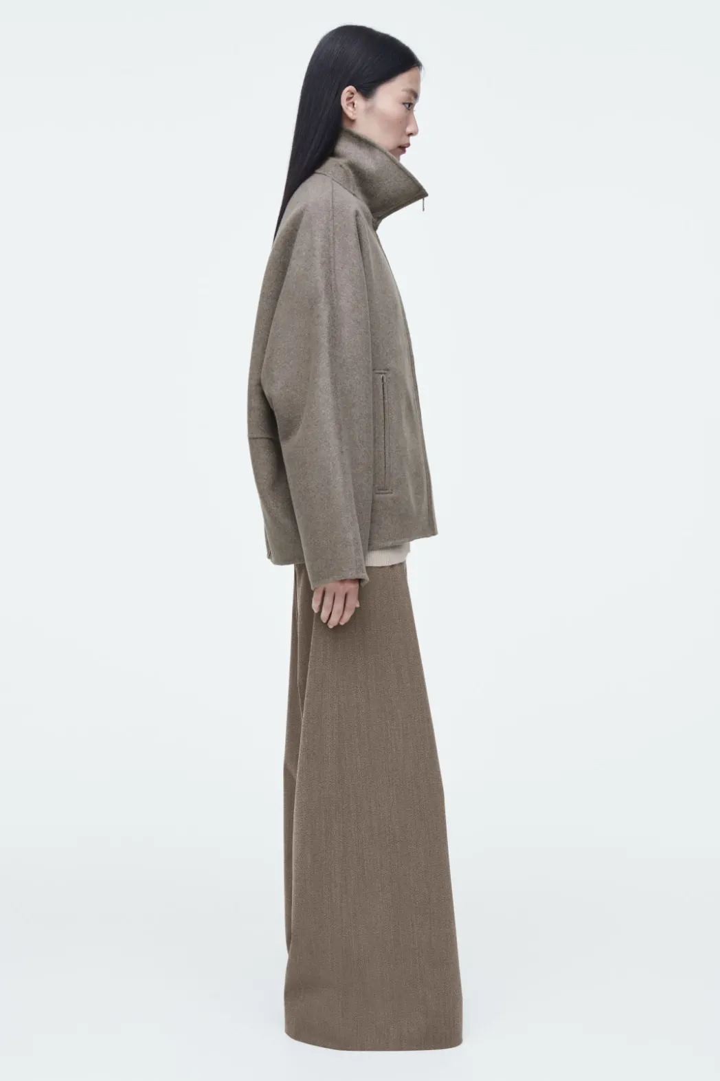 Discount COS OVERSIZED DOUBLE-FACED WOOL JACKET MOLE