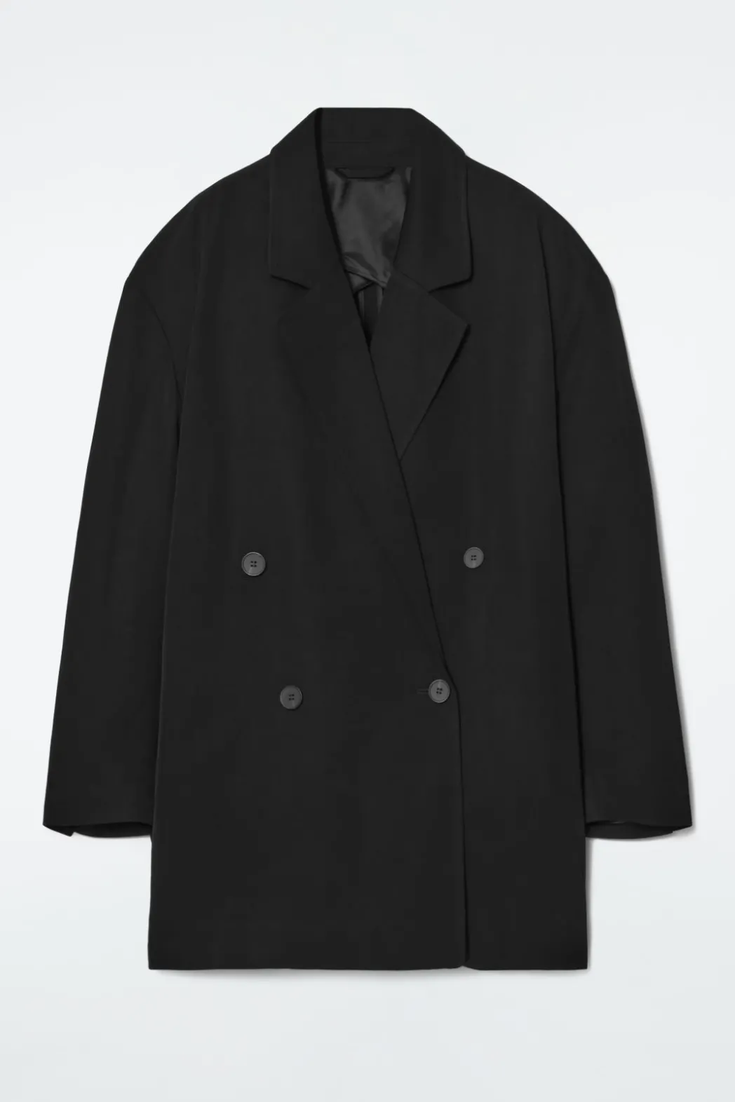 New COS OVERSIZED DRAPED DOUBLE-BREASTED BLAZER BLACK