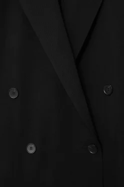 New COS OVERSIZED DRAPED DOUBLE-BREASTED BLAZER BLACK