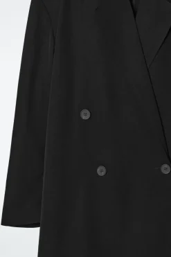 New COS OVERSIZED DRAPED DOUBLE-BREASTED BLAZER BLACK
