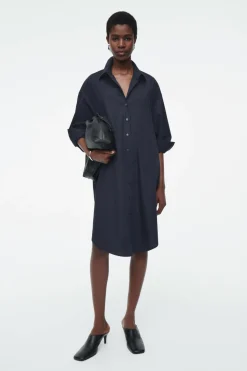 Outlet COS OVERSIZED DRAPED SHIRT DRESS NAVY
