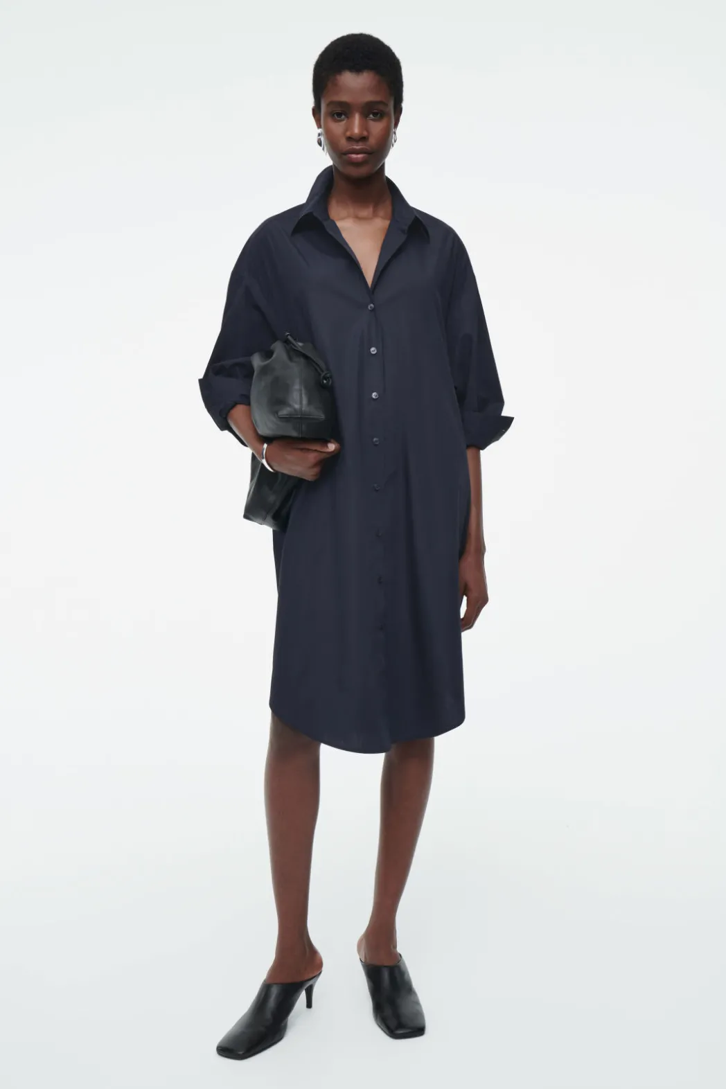 Outlet COS OVERSIZED DRAPED SHIRT DRESS NAVY