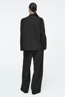 Discount COS OVERSIZED EXAGGERATED-SHOULDER BLAZER BLACK