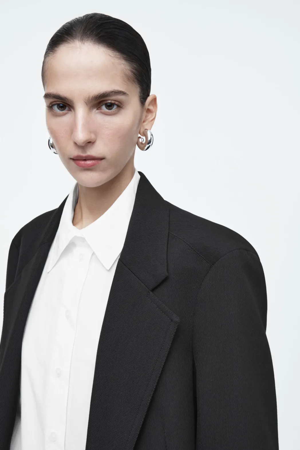 Discount COS OVERSIZED EXAGGERATED-SHOULDER BLAZER BLACK