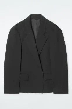 Discount COS OVERSIZED EXAGGERATED-SHOULDER BLAZER BLACK