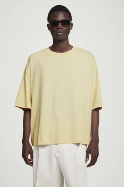 Online COS OVERSIZED EXTRA-WIDE COTTON T-SHIRT PALE YELLOW